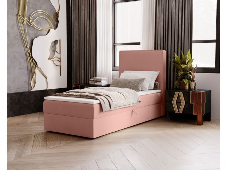 Łóżko tapicerowane jednoosobowe sypialniane NATURE z wbudowanym materacem i pojemnikiem 17