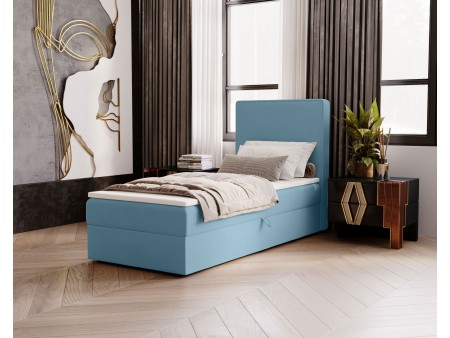 Łóżko tapicerowane jednoosobowe sypialniane NATURE z wbudowanym materacem i pojemnikiem 19