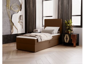 Łóżko pojedyncze kontynentalne NATURE z wbudowanym materacem i pojemnikiem