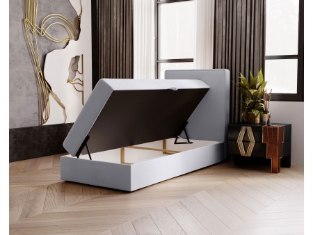 Łóżko tapicerowane jednoosobowe sypialniane NATURE z wbudowanym materacem i pojemnikiem 24