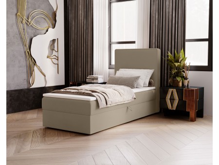 Łóżko pojedyncze kontynentalne NATURE z wbudowanym materacem i pojemnikiem