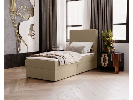 Łóżko pojedyncze kontynentalne NATURE z wbudowanym materacem i pojemnikiem