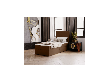 Łóżko pojedyncze kontynentalne NATURE z wbudowanym materacem i pojemnikiem