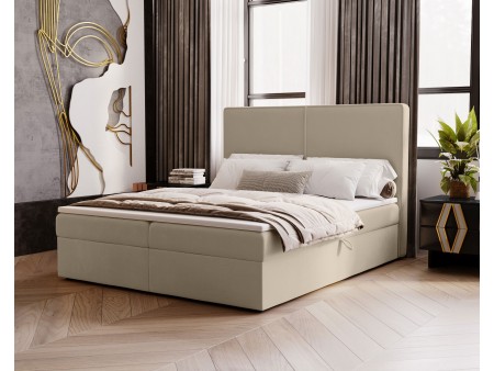 Łóżko do sypialni kontynentalne NATURE - podnoszone z dwoma pojemnikami na pościel + topper 15