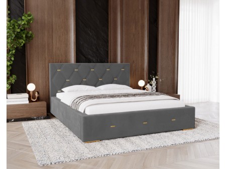 Łóżko tapicerowane do sypialni GOLDEN PREMIUM ze stelażem i pojemnikiem na pościel 12