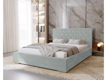 Łóżko tapicerowane sypialniane GOLDEN ze stelażem i pojemnikiem na pościel7