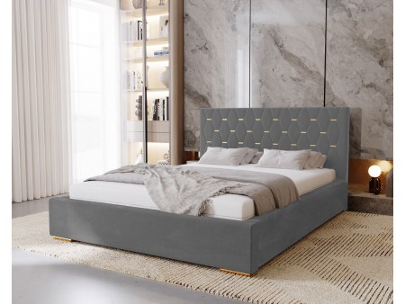 Łóżko tapicerowane sypialniane GOLDEN ze stelażem i pojemnikiem na pościel9