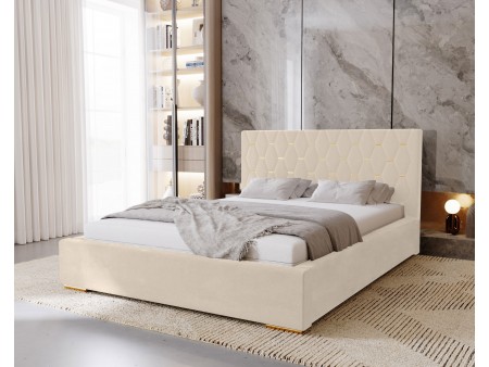 Łóżko tapicerowane sypialniane GOLDEN ze stelażem i pojemnikiem na pościel 10