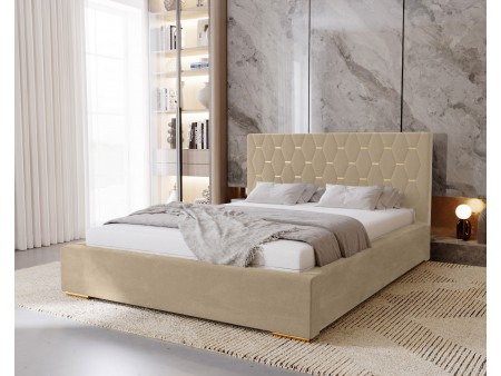 Łóżko tapicerowane sypialniane GOLDEN ze stelażem i pojemnikiem na pościel 11