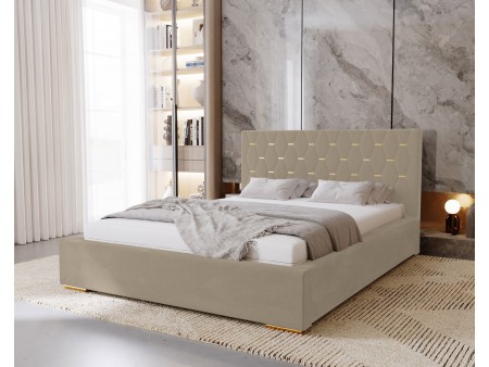 Łóżko tapicerowane sypialniane GOLDEN ze stelażem i pojemnikiem na pościel 12