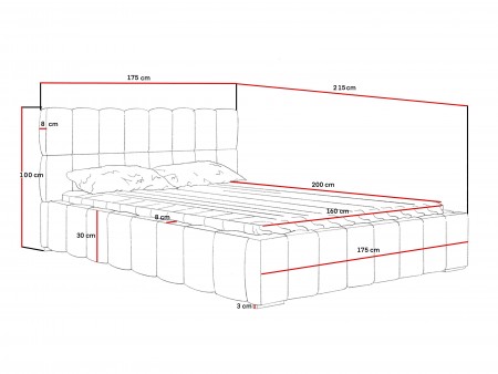 Łóżko tapicerowane NERO 160x200 stelaż + pojemnik - Amor Velvet 4311 - WYSYŁKA DO 5 DNI ROBOCZYCH
