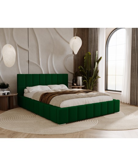 WYSYŁKA DO 5 DNI ROBOCZYCH - Łóżko tapicerowane NERO 200x200 stelaż + pojemnik - Amor Velvet 4311