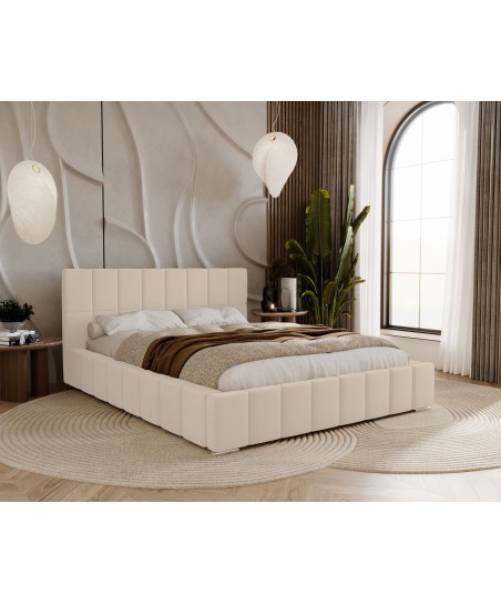 WYSYŁKA DO 5 DNI ROBOCZYCH - Łóżko tapicerowane NERO 140x200 stelaż + pojemnik - Amor Velvet 4323