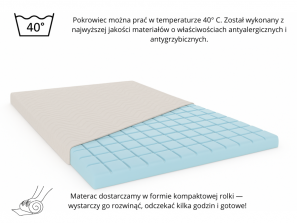 Materac nawierzchniowy 160x200 KOSTKA H3, Nakładka na łóżko, profilowany, antyalergiczny, wys. 5cm 3