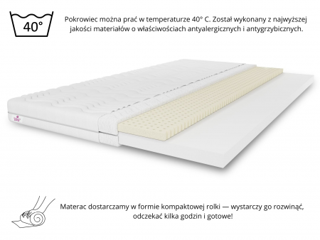 Materac nawierzchniowy 100x200 TOP5 LATEX H3, nakładka na łóżko, dwustronny, antyalergiczny, wys. 5cm 1