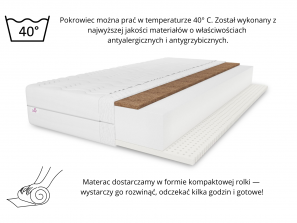 Materac piankowo-kokosowy TANGO H3/H4, dwustronny, materac lateksowy, wys. 20cm 3