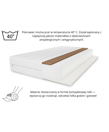 Materac piankowo-kokosowy TANGO 20cm, Dwustronny - H3/H4