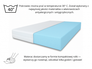 Materac piankowy SELEKT FALA H3, pianka T25, higieniczny, odporny na odkształcenia , wys. 20cm 1