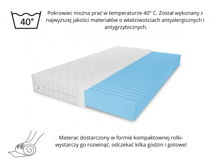 Materac piankowy 180x200 OLIVIA H3, 10cm, masujący, 7 stref