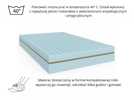 Materac kieszeniowy 180x200 KRĘGOSEN H3/H4, 27cm, pianka, pocket, kokos, antyalergiczny