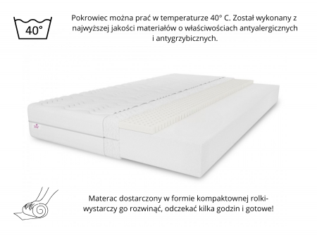 Materac piankowy 140x200x11 MEMORY średniotwardy, H3, lateks, pianka T25, antyalergiczny 2