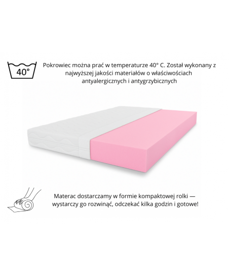 Materac dla dziecka 60x120x8 cm BABY - H2 - miękki