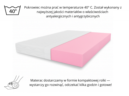 Materac 60x180 dla dziecka BABY H2, piankowy, wys. 10cm