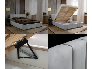 Łóżko tapicerowane sypialniane NERO ze stelażem i pojemnikiem na pościel 2