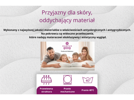 Materac kieszeniowy 120x200 PARIS lateks, pocket, 7 stref, antyalergiczny H3, pianka T25, wys. 27cm