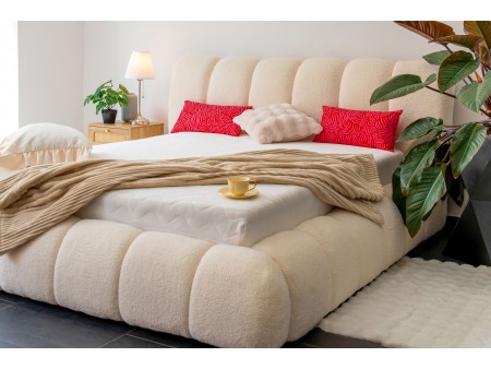 Nowoczesne łóżko tapicerowane do sypialni CLOUD SOFT ze stelażem i pojemnikiem na pościel 3