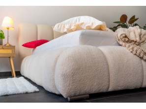 Nowoczesne łóżko tapicerowane do sypialni CLOUD SOFT ze stelażem i pojemnikiem na pościel 7