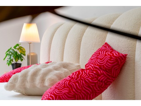 Nowoczesne łóżko tapicerowane do sypialni CLOUD SOFT ze stelażem i pojemnikiem na pościel 5