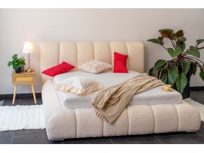 Nowoczesne łóżko tapicerowane do sypialni CLOUD SOFT ze stelażem i pojemnikiem na pościel 4