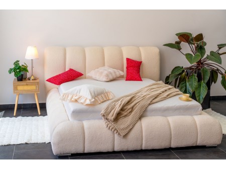 Nowoczesne łóżko tapicerowane do sypialni CLOUD SOFT ze stelażem i pojemnikiem na pościel 4