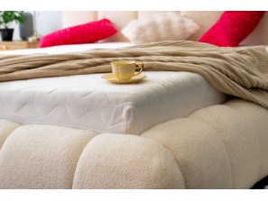 Nowoczesne łóżko tapicerowane do sypialni CLOUD SOFT ze stelażem i pojemnikiem na pościel 6