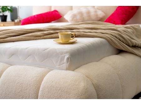 Nowoczesne łóżko tapicerowane do sypialni CLOUD SOFT ze stelażem i pojemnikiem na pościel 6