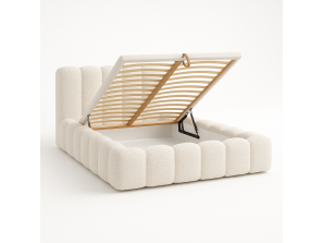 Nowoczesne łóżko tapicerowane do sypialni CLOUD SOFT ze stelażem i pojemnikiem na pościel 9