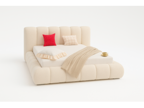 Nowoczesne łóżko tapicerowane do sypialni CLOUD SOFT ze stelażem i pojemnikiem na pościel 8