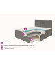 Łóżko kontynentalne z materacem NERO BOX SZTRUKS i pojemnikami na pościel