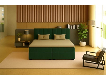 Łóżko kontynentalne NERO BOX SZTRUKS z wbudowanym materacem i pojemnikami na pościel9