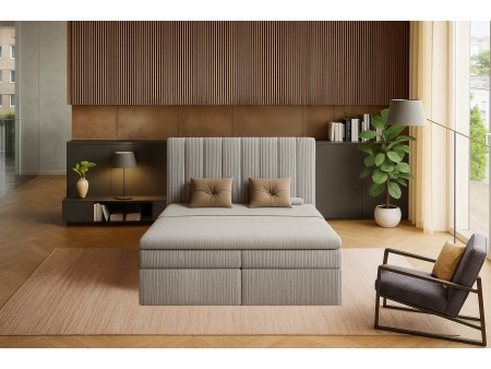 Łóżko kontynentalne NERO BOX SZTRUKS z wbudowanym materacem i pojemnikami na pościel4