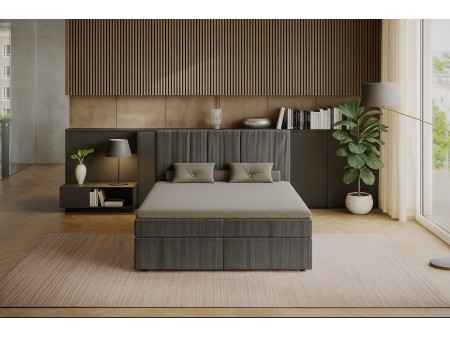 Łóżko kontynentalne NERO BOX SZTRUKS z wbudowanym materacem i pojemnikami na pościel2