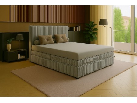 Łóżko kontynentalne NERO BOX SZTRUKS z wbudowanym materacem i pojemnikami na pościel5