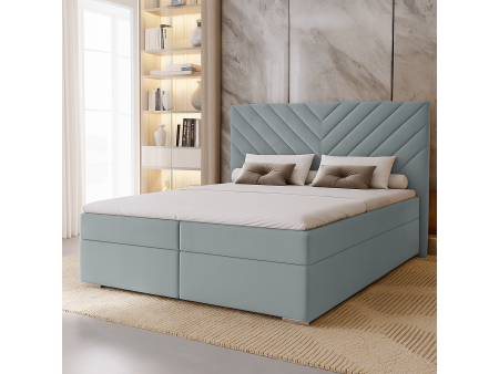 Łóżko kontynentalne VICTORIA z wbudowanym materacem i pojemnikami na pościel