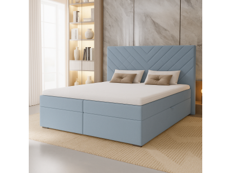 Łóżko kontynentalne VICTORIA z wbudowanym materacem i pojemnikami na pościel 1