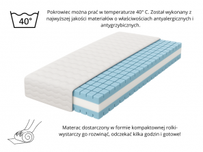 Dwustronny materac piankowy HAVANA, H3, z warstwą masującą