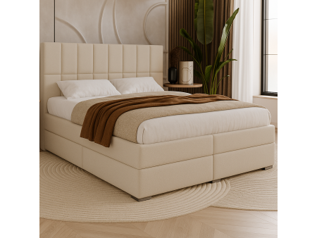 Łóżko kontynentalne ALMA BOX z wbudowanym materacem i pojemnikami na pościel