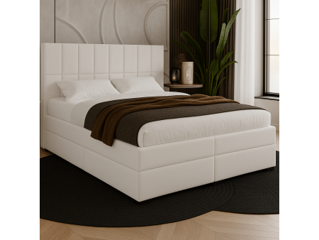 Łóżko kontynentalne ALMA BOX z wbudowanym materacem i pojemnikami na pościel 4