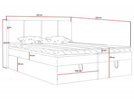 Łóżko kontynentalne ALMA BOX z wbudowanym materacem i pojemnikami na pościel
