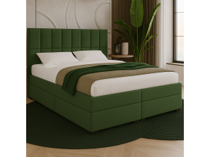 Łóżko kontynentalne ALMA BOX z wbudowanym materacem i pojemnikami na pościel 3